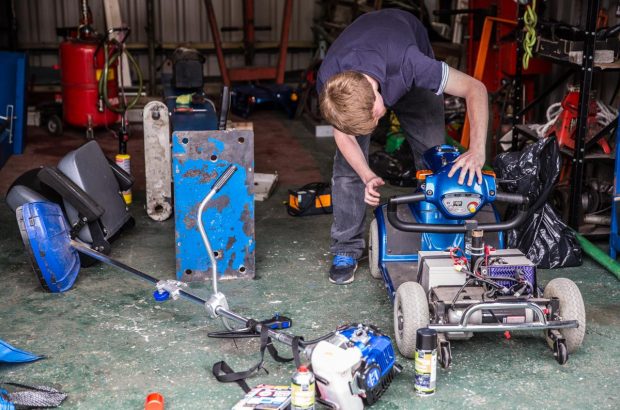 Dan, fixing a mobility scooter