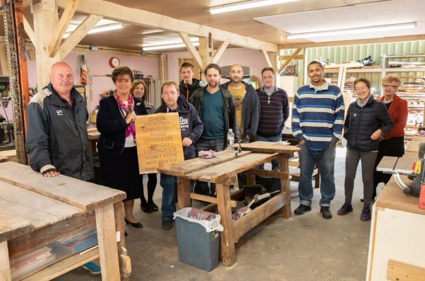 Countess Bathurst in our remodeled workshop along with a selection of staff, trustees and participants.