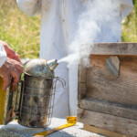 A smoker with smoke coming out of the nozzle.