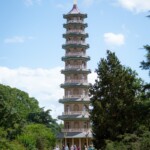 A photo of the Pagoda with people milling around near the bottom.