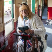 Participant in the corridor of the train.