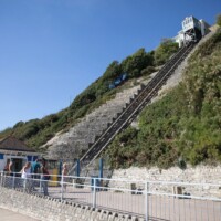Group of participants at the bottom of the West Cliff lift.